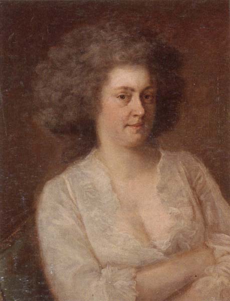 Portrait of a lady,half-length,seated,wearing a white dress